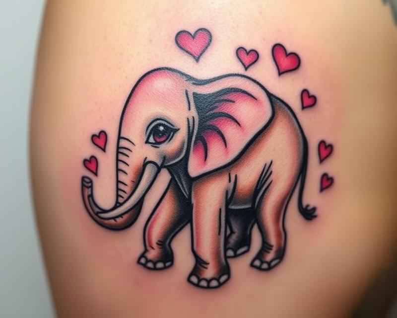 Tatuaż słonik z serduszkami – znaczenie, symbolika i emocje